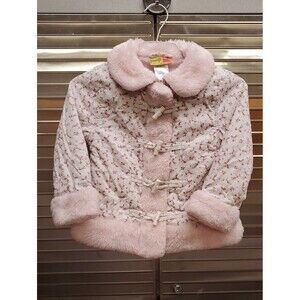 Penelope Mack 4T Pink Furry Trim Winter Jacket Coat Peacoat